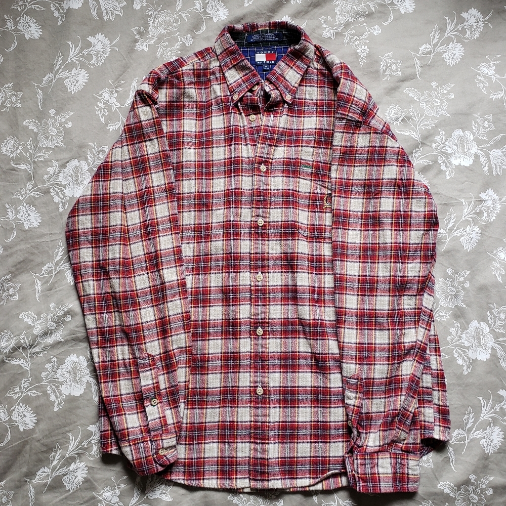 Tommy Hilfiger Red and Blue Cotton Flannel Size XL